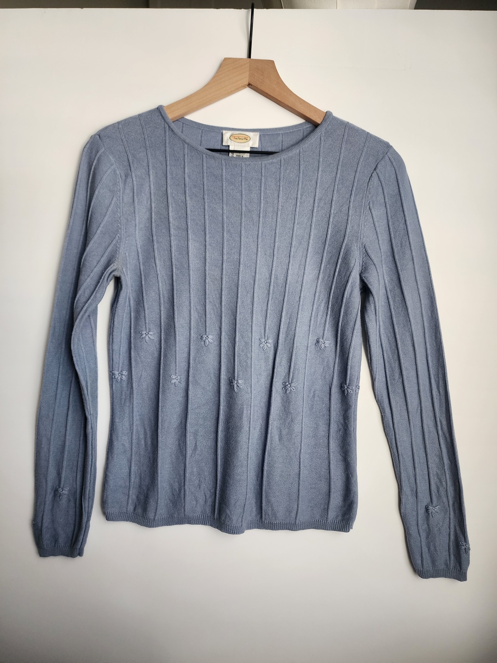 Talbots Powder Blue Cashmere Silk Blend Ribbed Knit Sweater